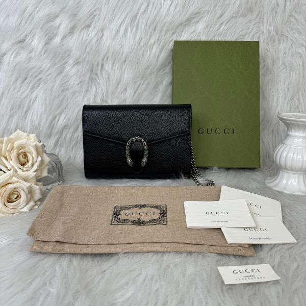【12期0利率】GUCCI  DIONYSUS黑皮革WOC 20公分【95成新】 