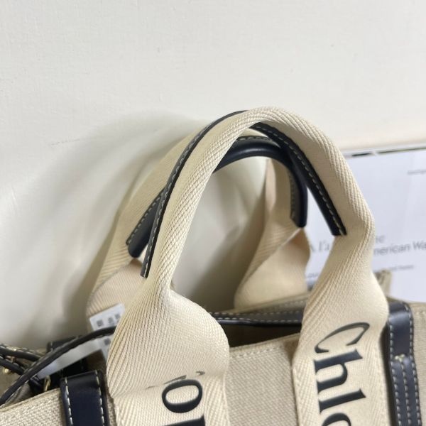 【12期0利率】Chloé 背帶款小號 Woody Tote Bag 深藍色【9成新】 