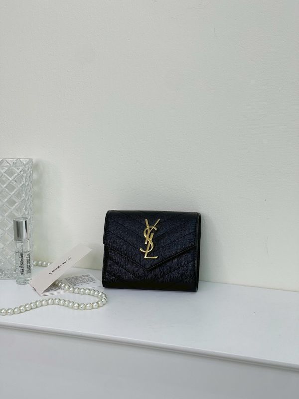 【99成新】YSL 魚子醬三折短夾 