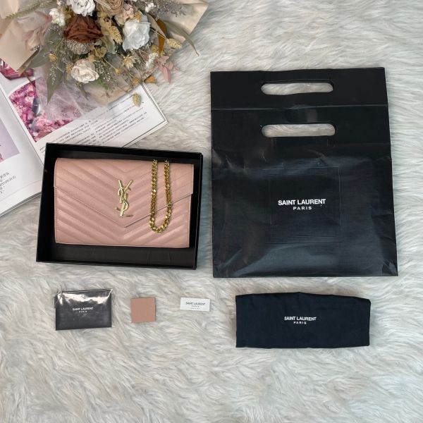 【12期0利率】YSL WOC 魚子醬鍊包 22.5CM【9成新】 