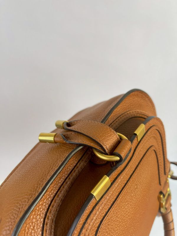 【95成新】CHLOE Marcie 粒面牛皮翻蓋迷你馬鞍斜背包 