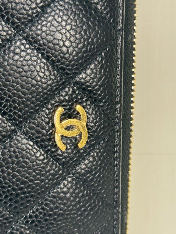 【分期0利率】CHANEL COCO魚子醬牛皮拉鍊長夾【88成】 