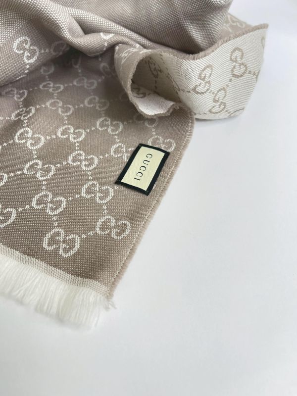 【95成新】GUCCI 經典雙G緹花純羊毛圍巾 