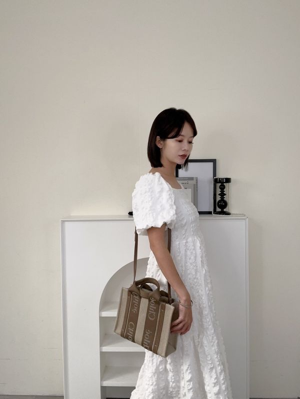 【12期0利率】【全新品】Chloé  SMALL WOODY TOTE 提把編織款 深堅果 