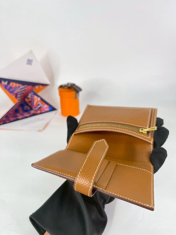 【分期0利率】HERMES  BEARN 金棕金 短夾【95成新】 