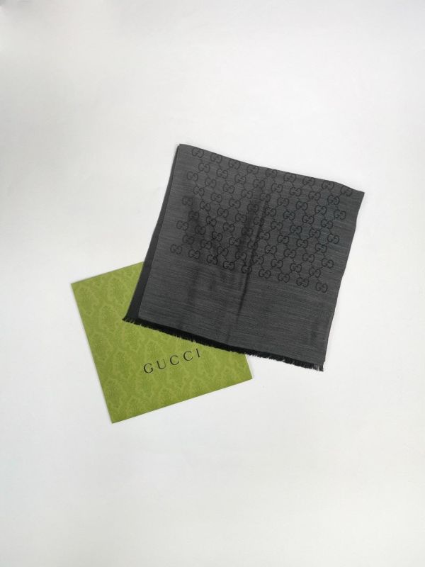 【全新品】GUCCI GG緹花雙色羊毛混絲流蘇圍巾 