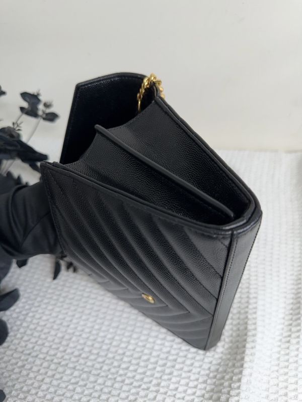 【12期0利率】YSL WOC 魚子醬鍊包 金扣22.5CM【95成新】 