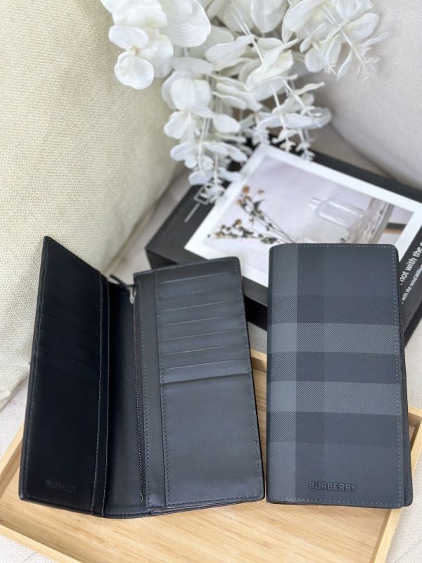 【12期0利率】BURBERRY 炭灰格紋對開長夾【全新品】 