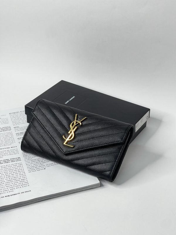 【95成新】YSL MONOGRAM 魚子醬信封長夾 