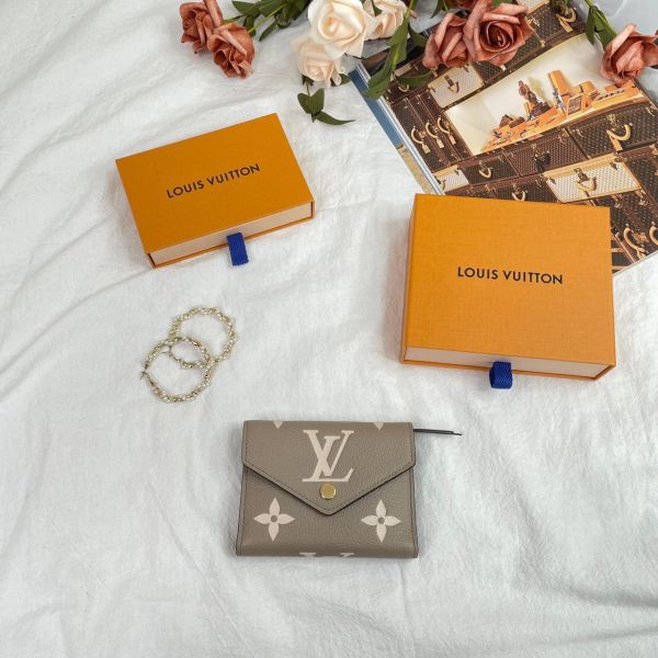 【12期0利率】LV Victorine三折短夾 最火斑鳩灰配色 【9.9成新】 