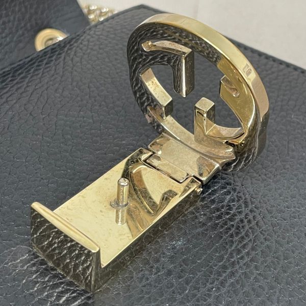 【12期0利率】GUCCI 雙G扣 荔枝牛皮雙層鍊條斜背包【9成新】 