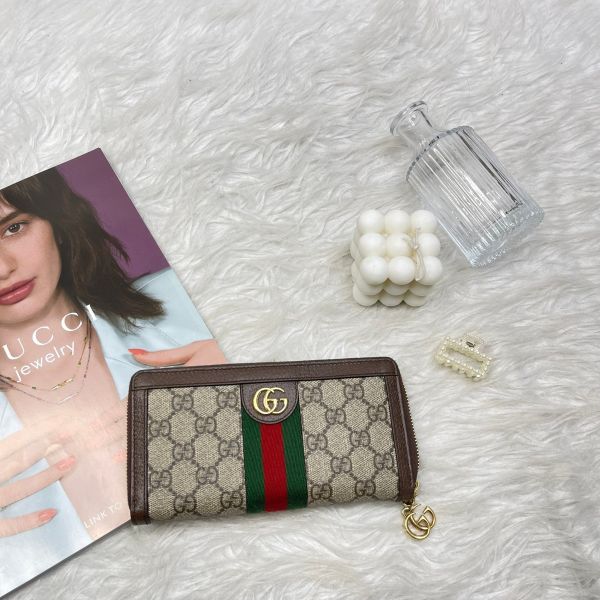 【12期0利率】GUCCI OPHIDIA GG拉鍊長夾【台灣購證】【95成新】 