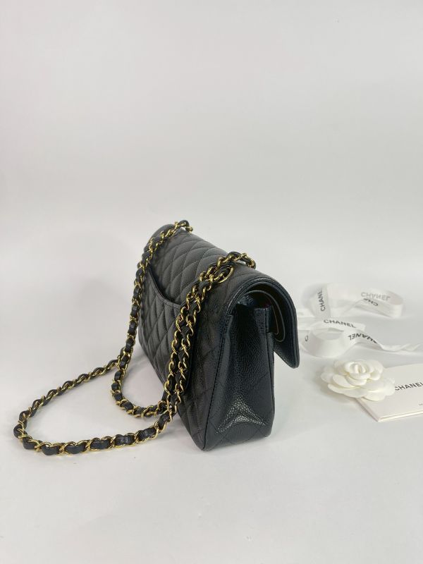 【95成新】CHANEL CF23黑色金扣荔枝防刮牛皮 