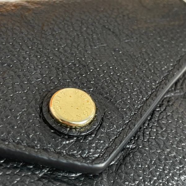 【95成新】【12期0利率】LV 黑色皮革壓紋三折短夾黑色 