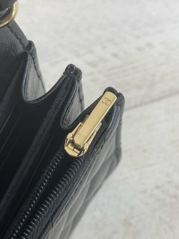 【95成新】CHANEL 24P 菱格紋黑白LOGO鍊 WOC 