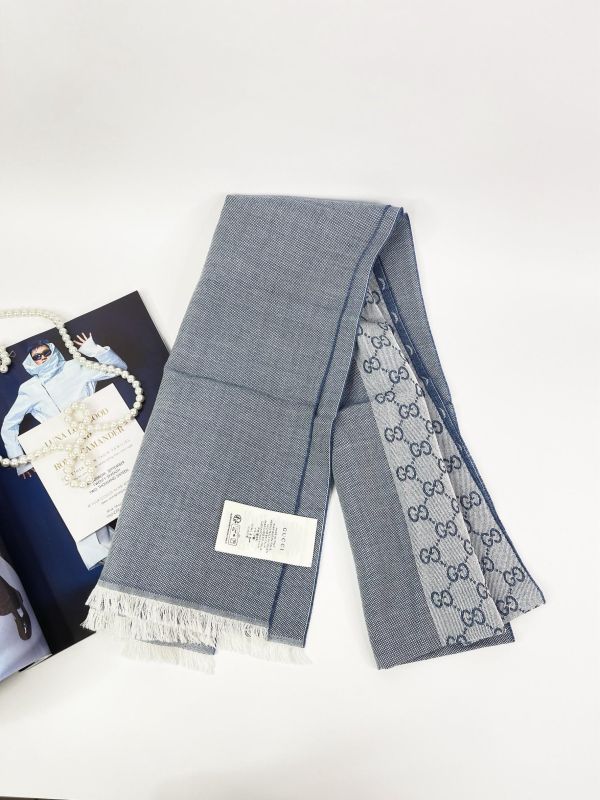 【全新品】GUCCI 經典雙G緹花純羊毛圍巾 