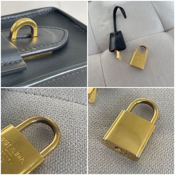 【12期0利率】PRADA 浮雕LOGO防刮拼接斜背包【95成新】 