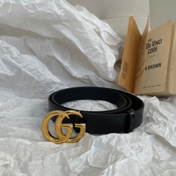 【12期0利率】【二手】GUCCI 雙G 3CM皮帶 105公分 