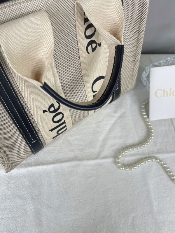 【分期0利率】Chloé 背帶款小號 Woody Tote Bag 深藍色【99成新】 