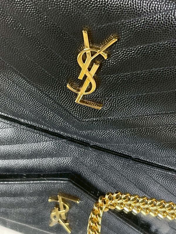 【分期0利率】YSL WOC 魚子醬鍊包黑金 19.5CM【95成新】 