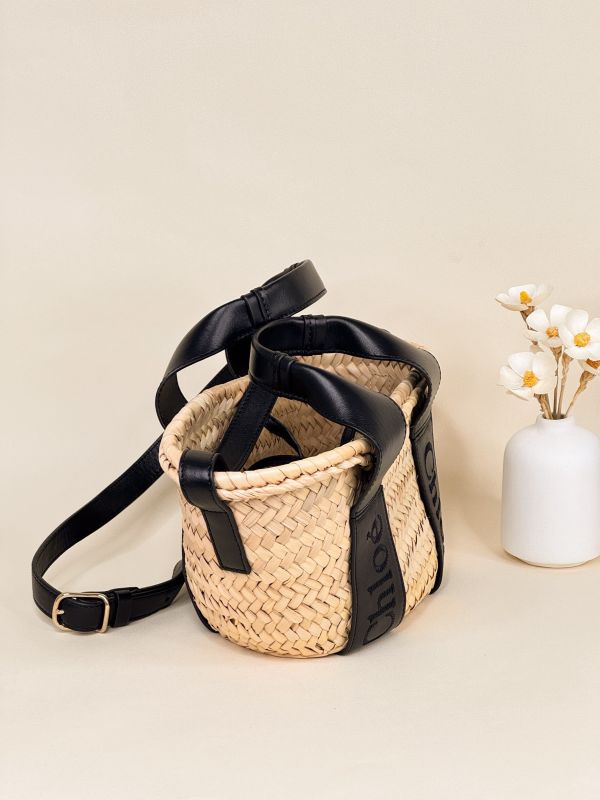 【分期0利率】CHLOE SENSE 標誌刺繡皮革草編包【未使用閒置品】 