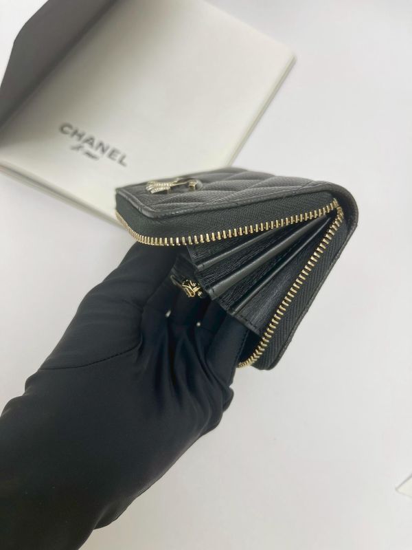 【閒置新品】CHANEL 琺瑯水鑽雙C拉鍊零錢卡包 