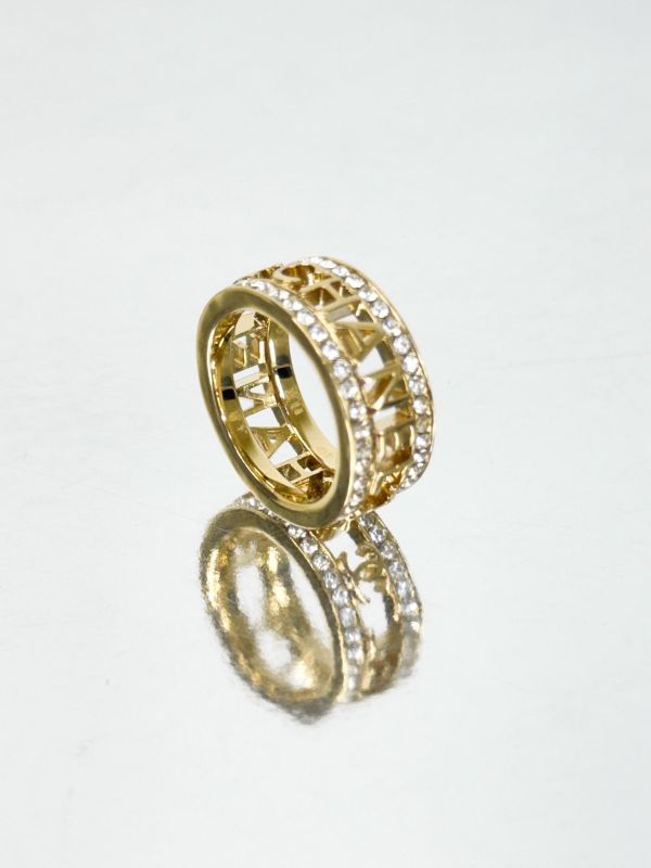 【全新品】CHANEL 20B 鑲鑽鏤空字母戒指 