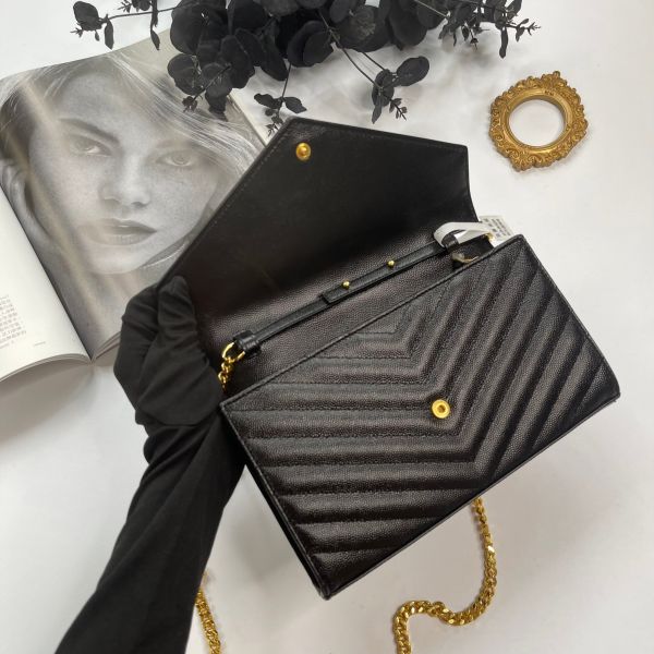 【12期0利率】YSL WOC 魚子醬鍊包 金扣22.5CM【全新閒置】 