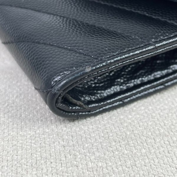 【12期0利率】YSL 粒面壓紋皮革信封卡片夾【9成新】 