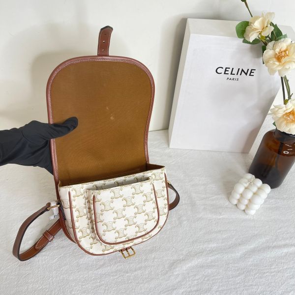 【12期0利率】CELINE Triomphe帆布中型Folco手袋 【9成新】 