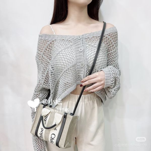 【分期0利率】CHLOE WOODY TOTE 迷你 深藍色【95成新】 