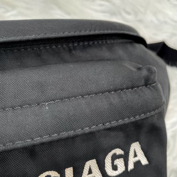 【12期0利率】 BALENCIAGA  WHEEL 經典刺繡 LOGO 尼龍拉鍊胸腰包【85成新】 