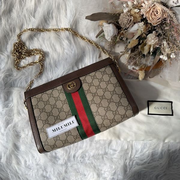 【12期0利率】GUCCI OPHIDIA GG磁扣肩背鍊包【9成新】【 