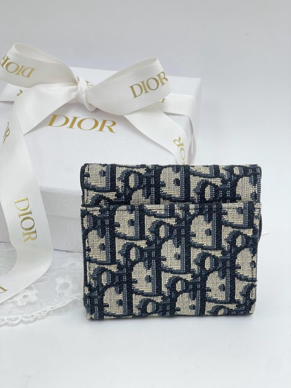 【閒置新品】DIOR SADDLE LOTUS 老花三折短夾 