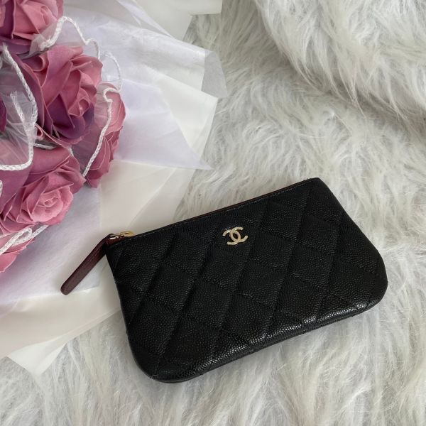 【12期0利率】【全新閒置品】Chanel 一字零錢包 淡金扣 
