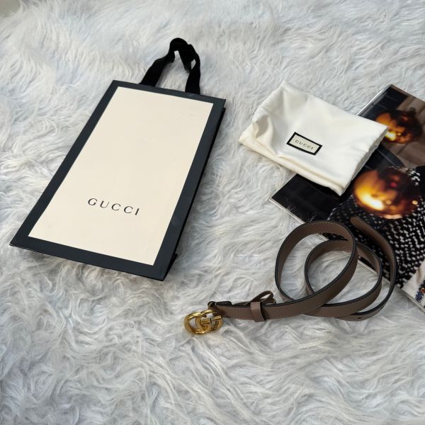 【12期0利率】GUCCI 雙G皮帶 2公分【9成新】 