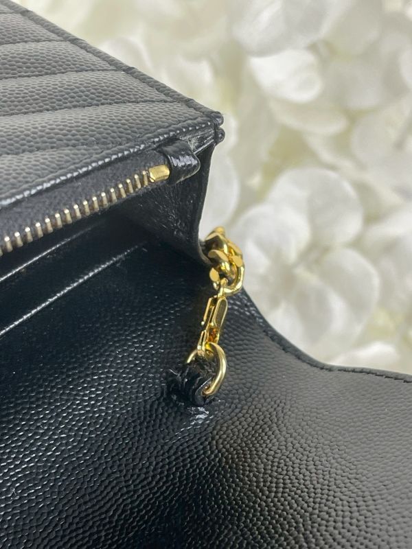 【分期0利率】YSL WOC 魚子醬鍊包黑金 19.5CM【95成新】 