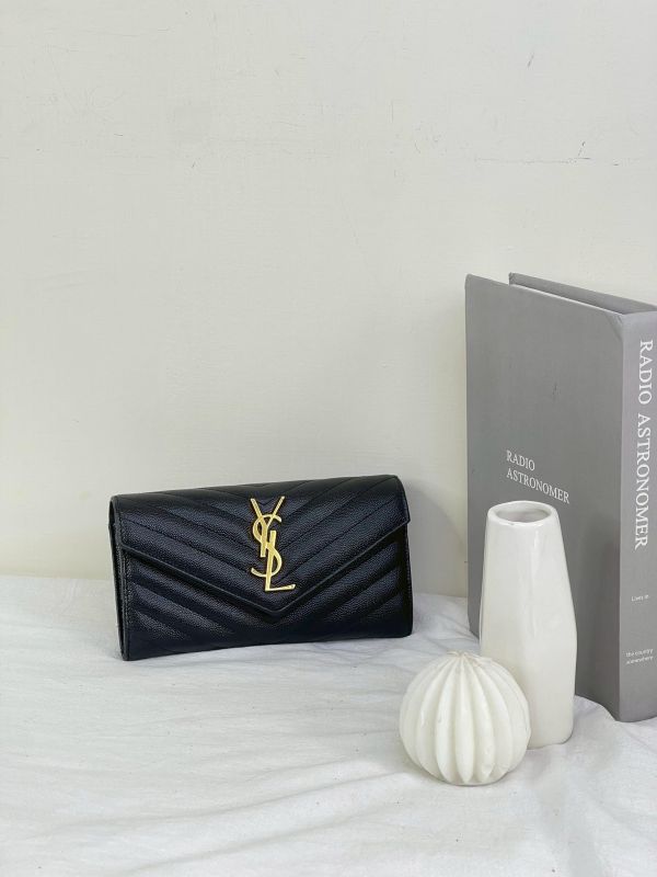【9成新】YSL MONOGRAM 魚子醬信封長夾 