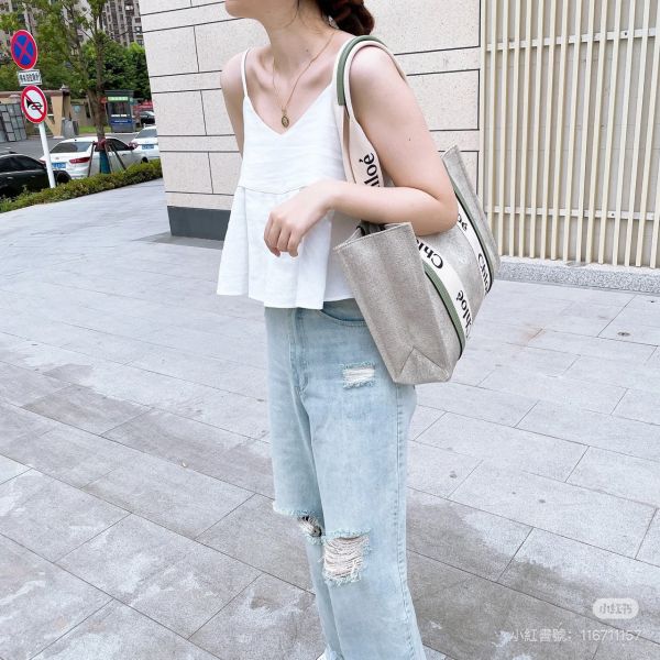 【分期0利率】Chloé 中號Woody Tote Bag 綠【85成新】 
