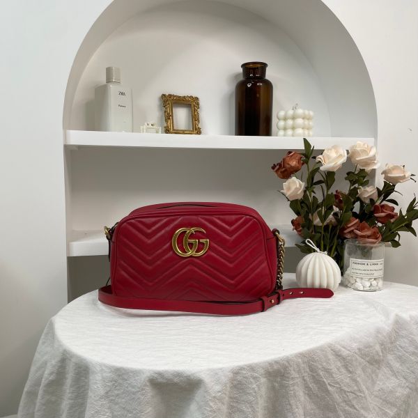 【9成新】【12期0利率】GUCCI GG Marmont 24CM 拉鍊相機包 