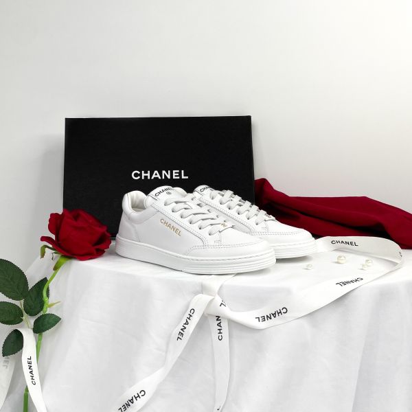 【12期0利率】【全新品】Chanel 香奈兒 23A 燙金小白鞋【現金價47500】 