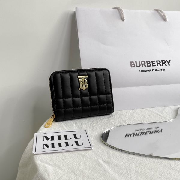 【12期0利率】【全新品】BURBERRY Lola 衍縫拉鍊零錢包 黑/淡金扣【現金價13000】 