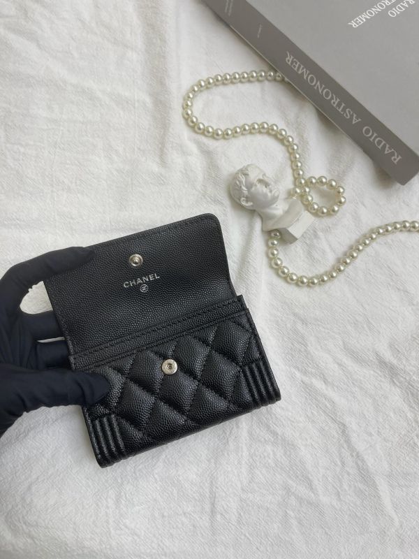 【99新】CHANEL BOY翻蓋零錢卡包 