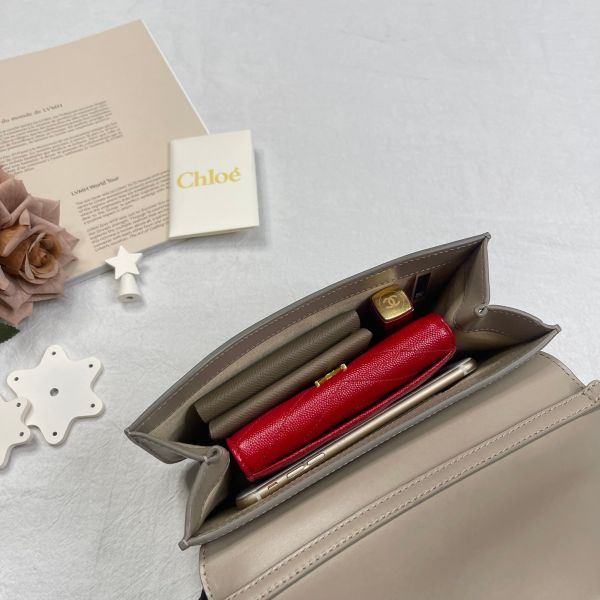 【12期0利率】CHLOE clutch c bag奶茶色【95成新】 