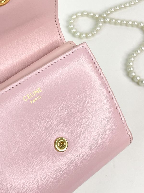 【分期0利率】CELINE 亮面牛皮革TRIOMPHE三折短夾 【9成新】