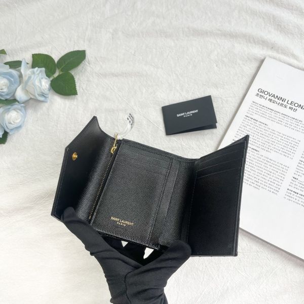 【12期0利率】YSL  魚子醬三折短夾 【9成新】 