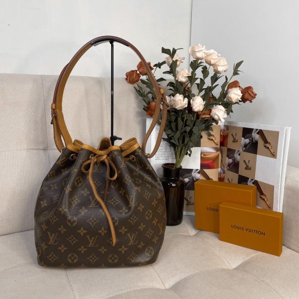 【85成新】【12期0利率】LV Petit Noe 單肩抽繩老花水桶M42226 