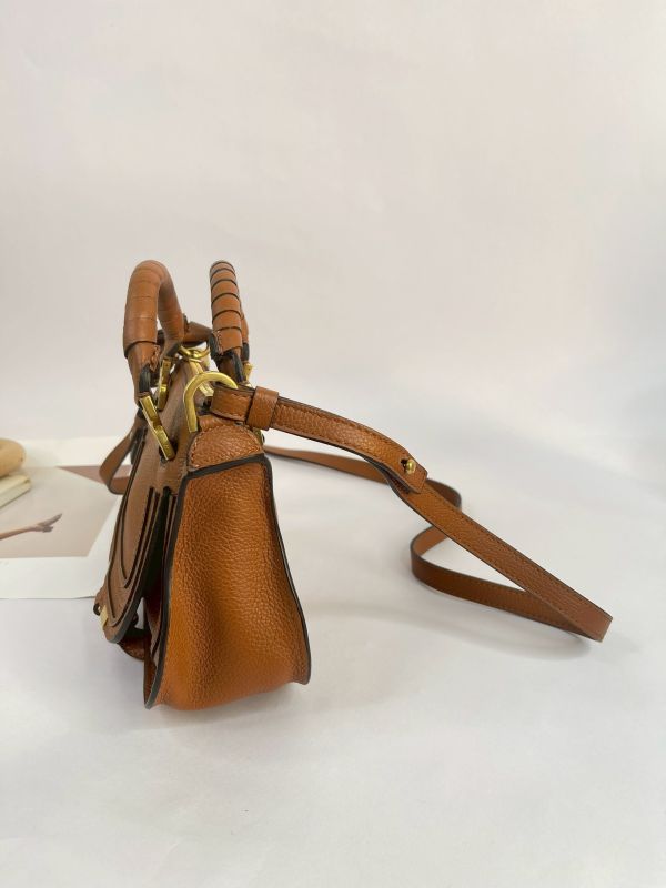 【95成新】CHLOE Marcie 粒面牛皮翻蓋迷你馬鞍斜背包 