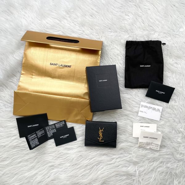 【12期0利率】YSL 牛皮雙層扣式短夾【9成新】 