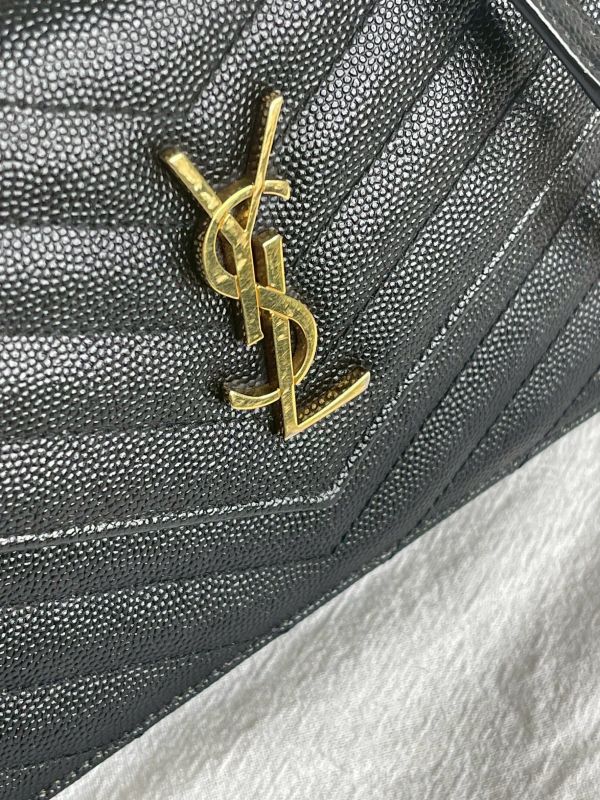 【分期0利率】YSL WOC 魚子醬鍊包黑金 19.5CM【95成新】 